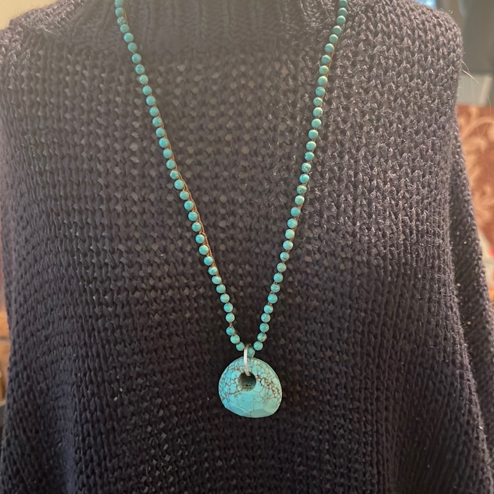 Chan Luu handmade turquoise and sterling necklace 16 inch